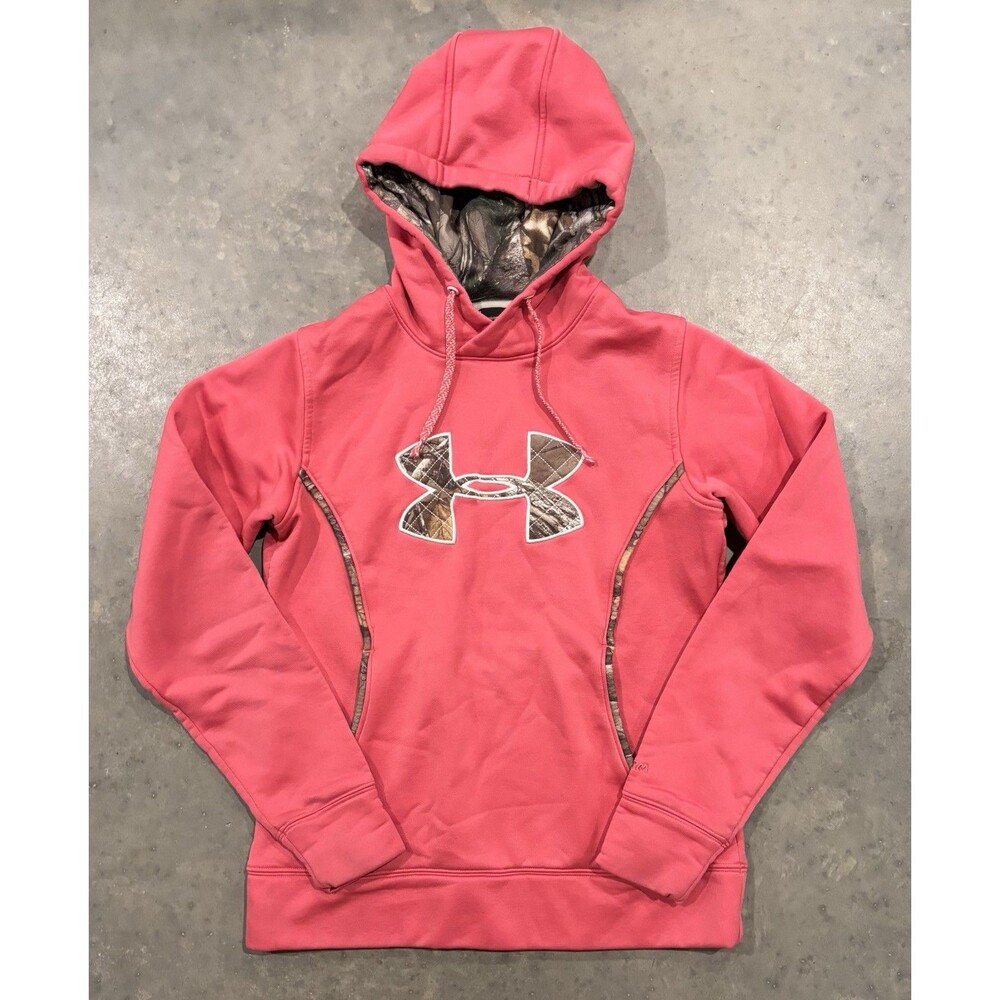 Under Armour Pink Hoodie Realtree Camo Trim Womens Small Pullover Pocket